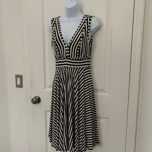 MAX STUDIO - Black and White Striped Dress - Size Medium - Picture 1 of 4